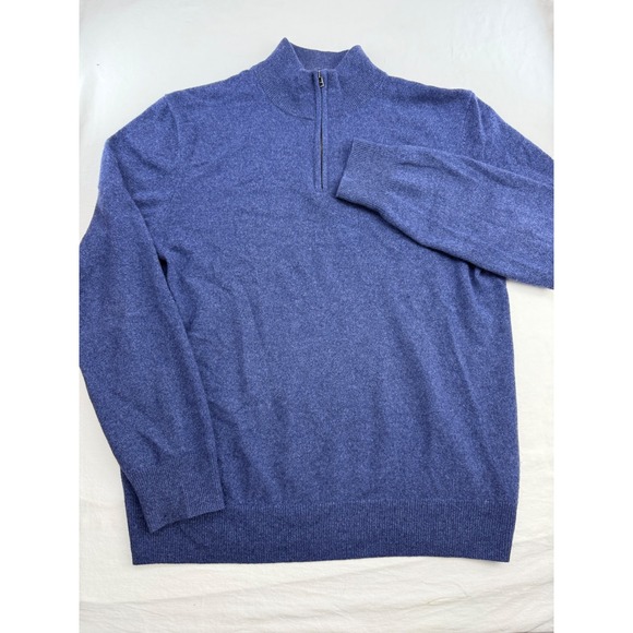 Boden Other - Boden Mens 100% Cashmere Quarter Zip Sweater Blue Mock Neck Pullover Size M